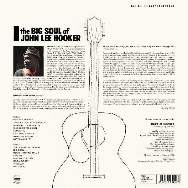 Albumcover mit Foto von John Lee Hooker, Gitarrenzeichnung, Songliste und Texten.