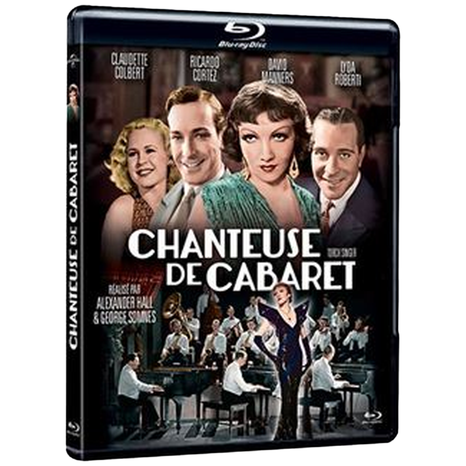 Filmposter "Chanteuse de Cabaret" met vier hoofdrolspelers en een band.