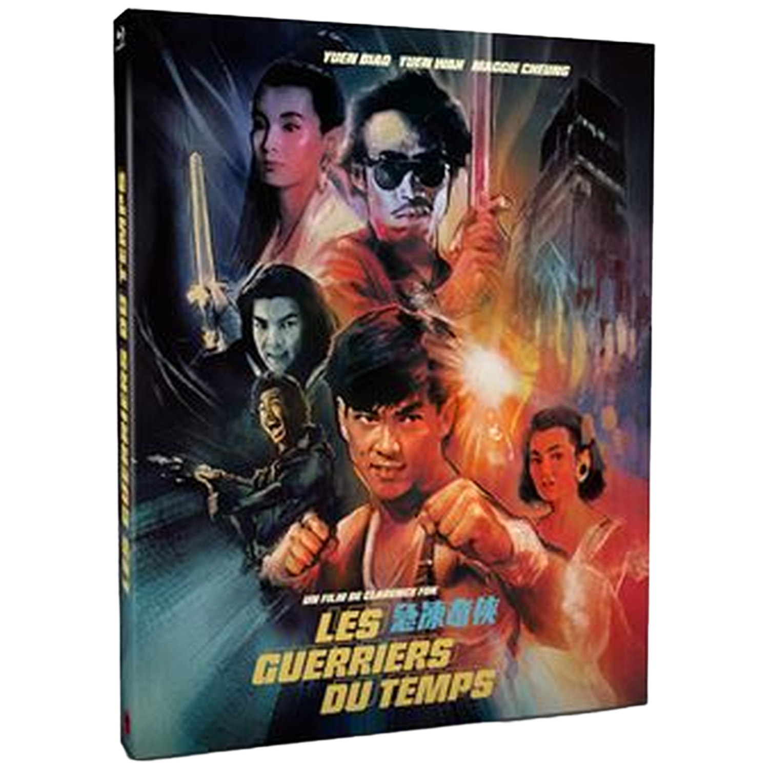 Affiche de film avec des acteurs en scènes de combat, titre "Les Guerriers du Temps".