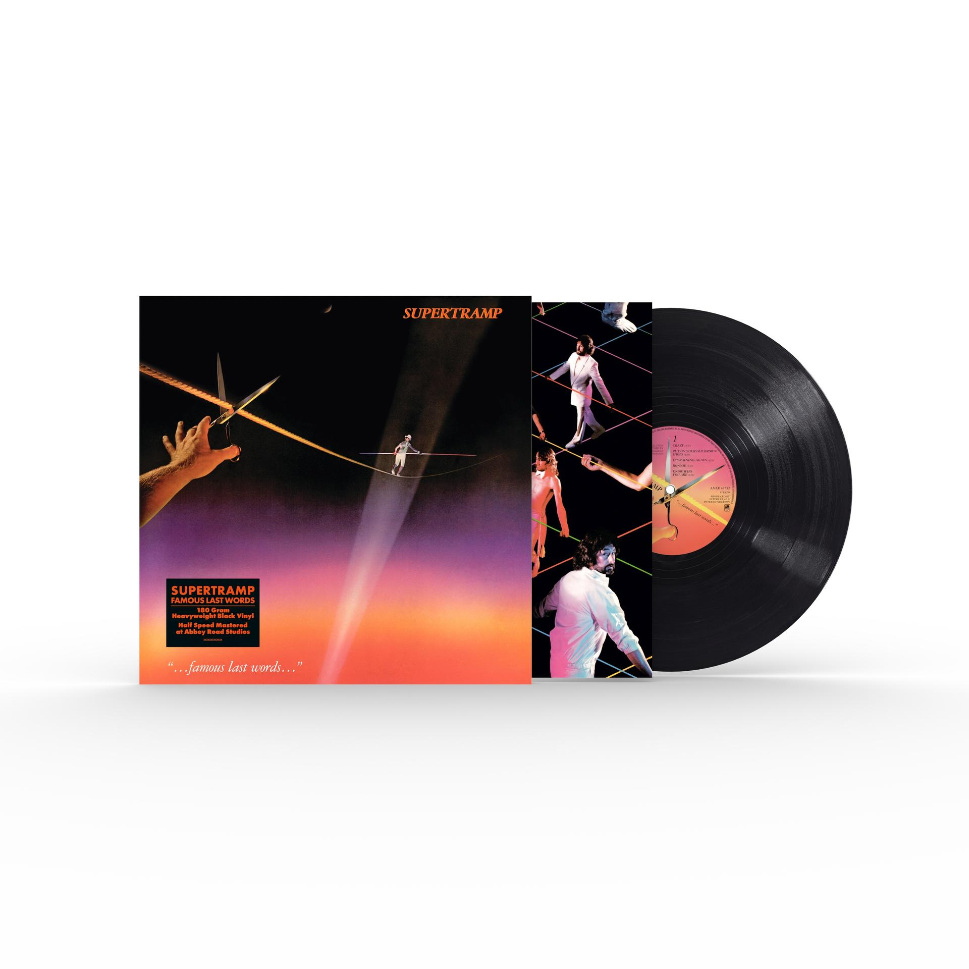 Supertramp Albumcover Famous Last Words mit Schallplatte.