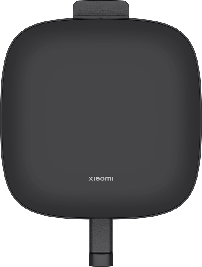 Fekete, lekerekített téglalap alakú eszköz Xiaomi logóval és USB-C csatlakozóval.