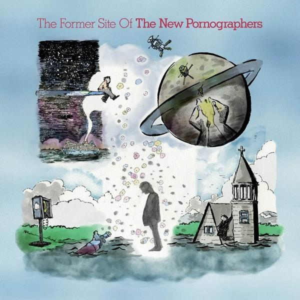 Album-Cover: surreale Collage aus Weltraum, Planet, Kirche, Meer, Figuren.