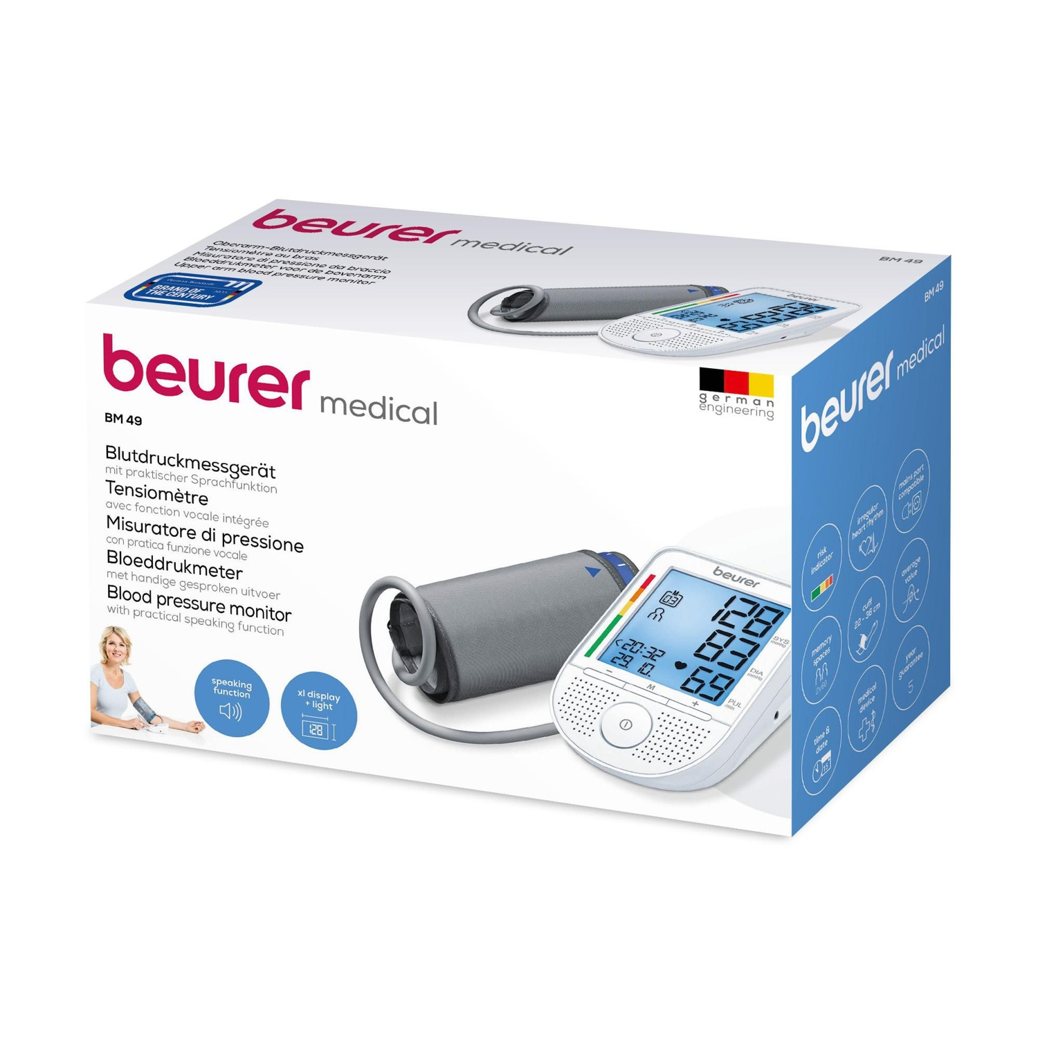 Misuratore pressione Beurer BM 49 con funzione vocale e display XL.