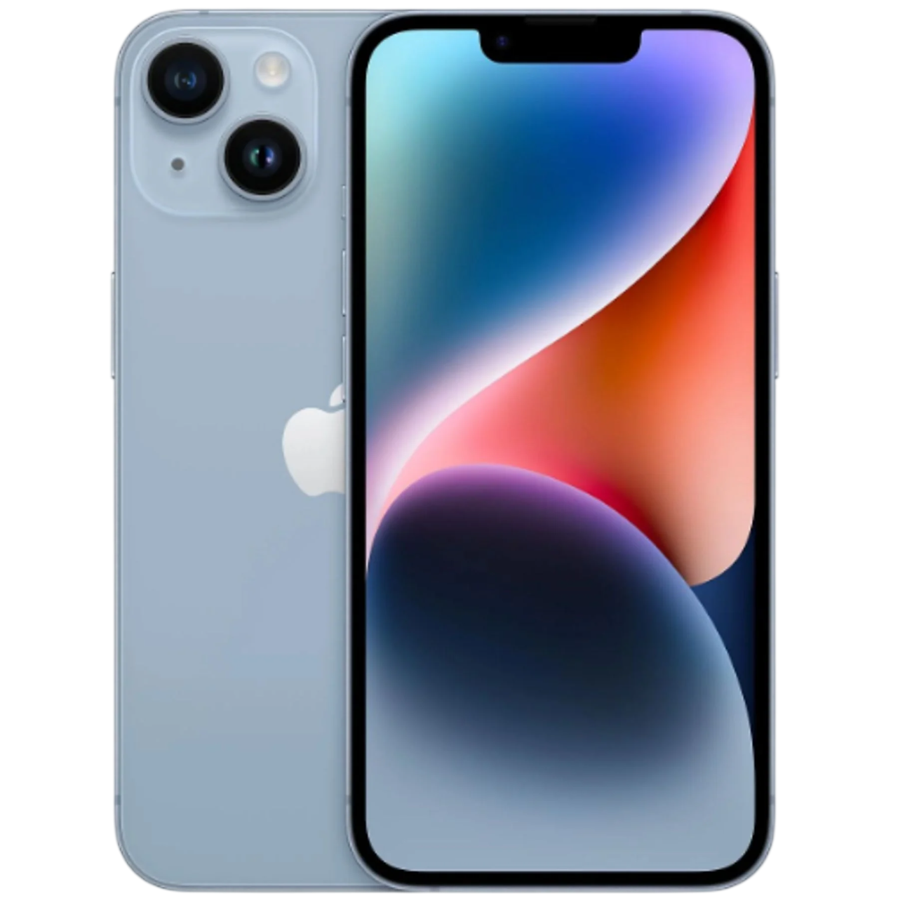 Arkada iki kamerası olan açık mavi bir iPhone.