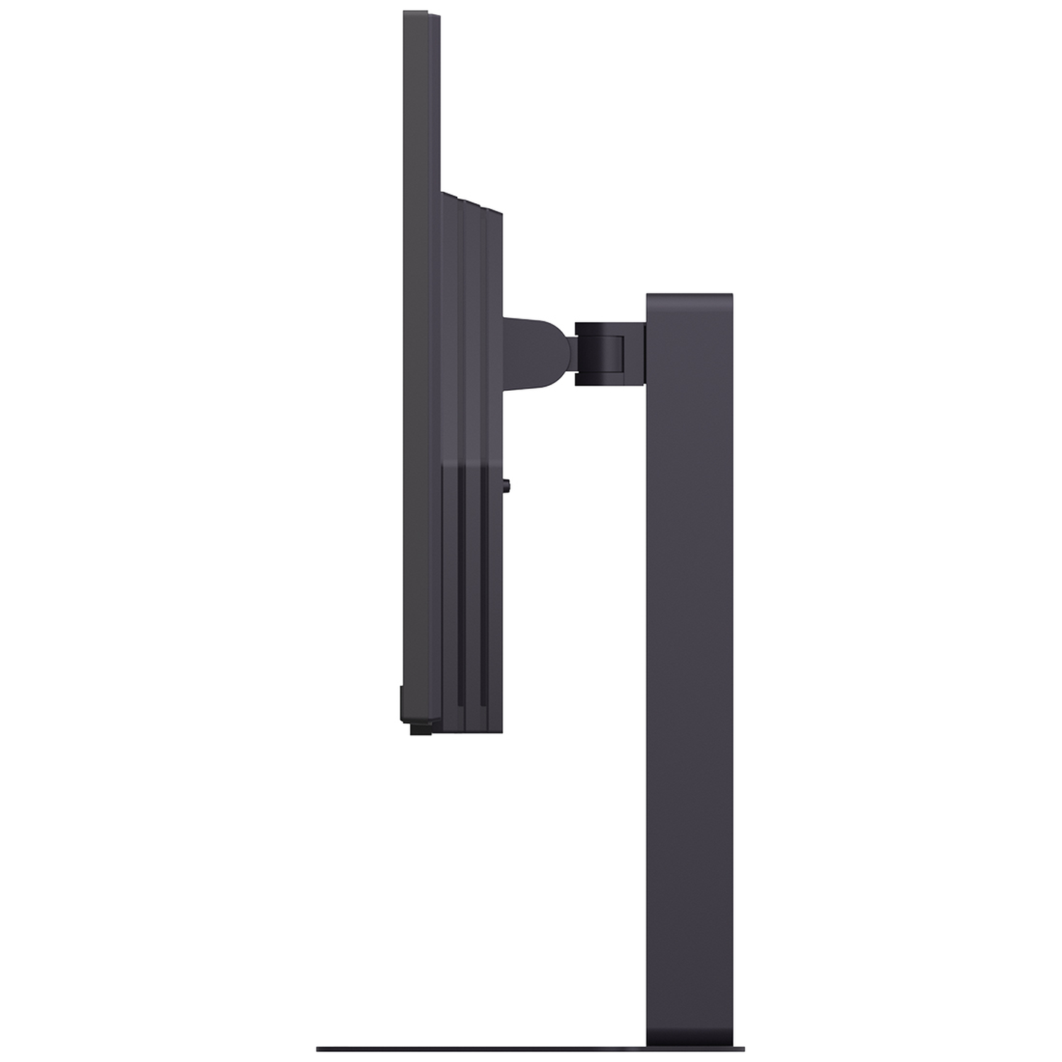 Gray computer monitor shown in profile on a white background.