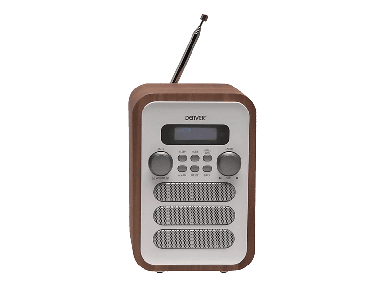 DENVER DAB-48W DAB+/FM-Digitalradio mit Bluetooth, DAB+, FM, Weiss/Holz