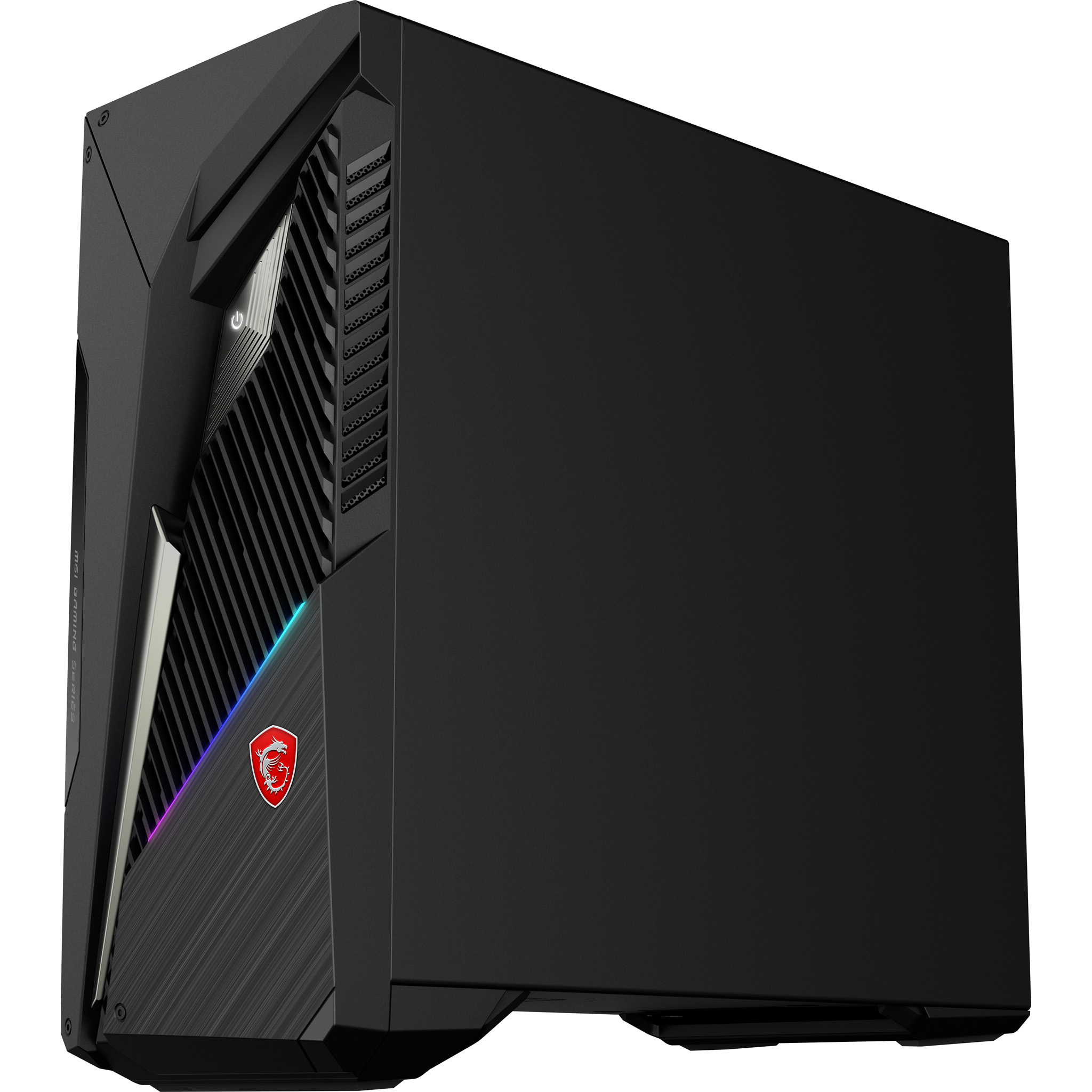 PC gamer noir avec logo MSI et accents lumineux.