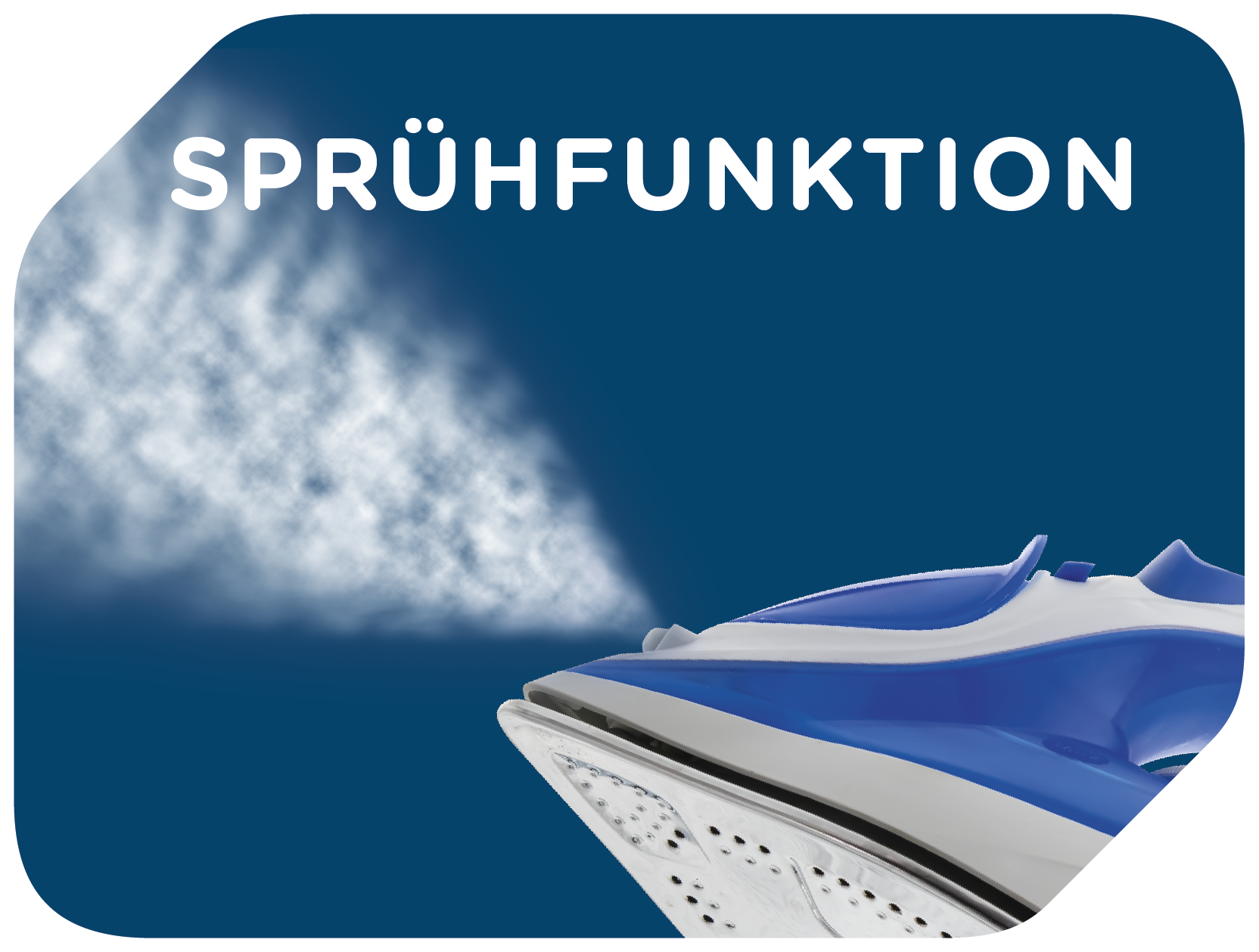 Żelazko rozpyla parę. Tekst: SPRÜHFUNKTION.