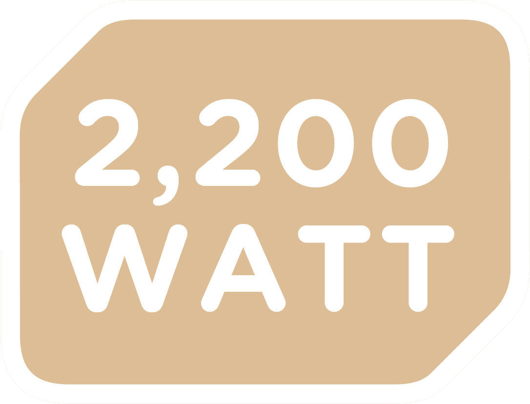 Wskazanie 2200 watów na beżowym tle.