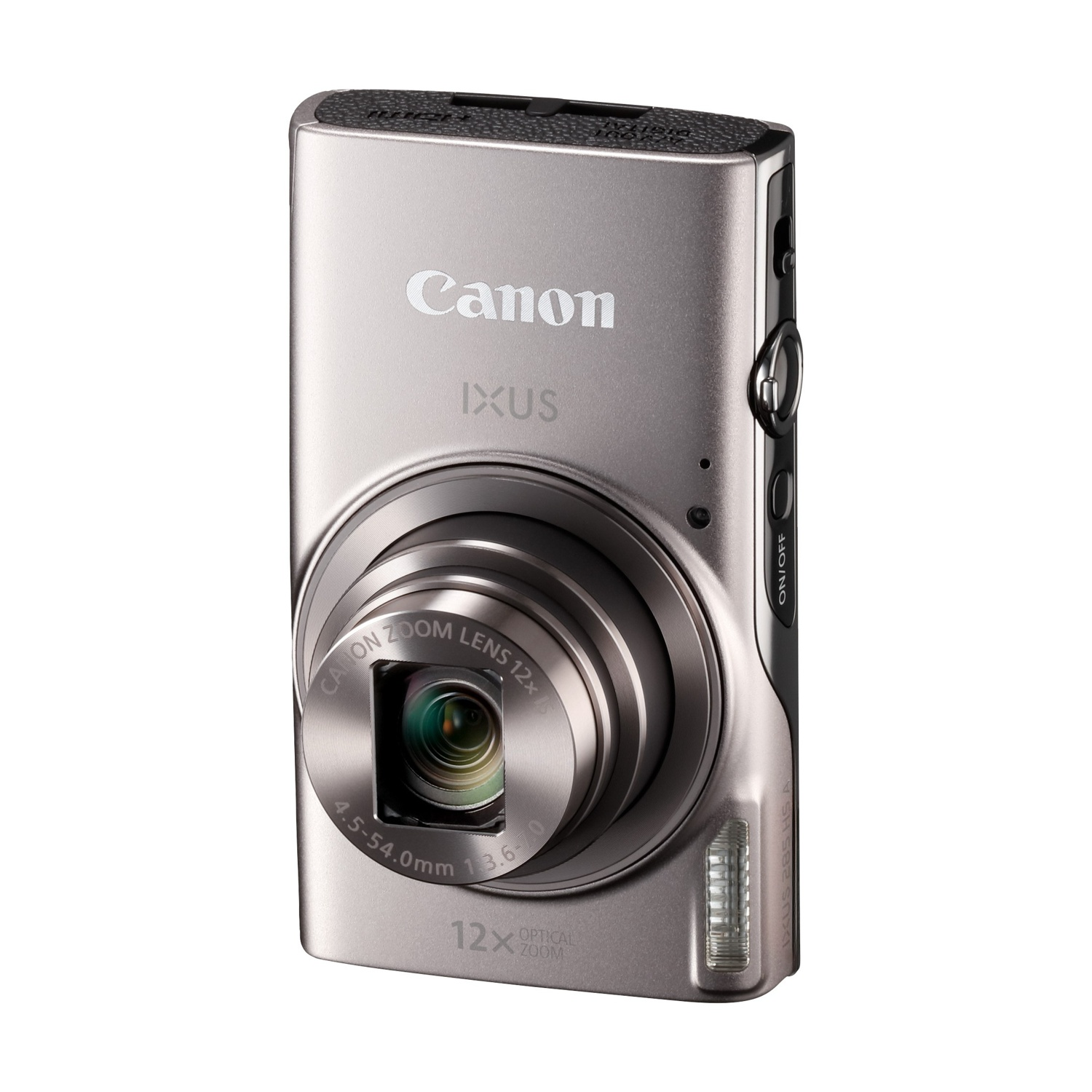 Fotocamera digitale Canon IXUS argento con zoom ottico 12x.