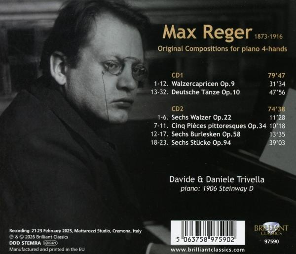 Max Reger Komponistenporträt mit Werkliste auf dem Cover.