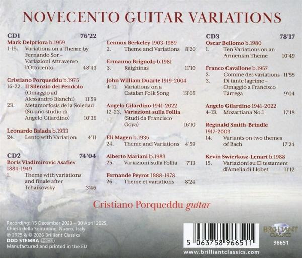 CD-Cover mit Werken für Gitarre, Komponisten und Spieldauern.