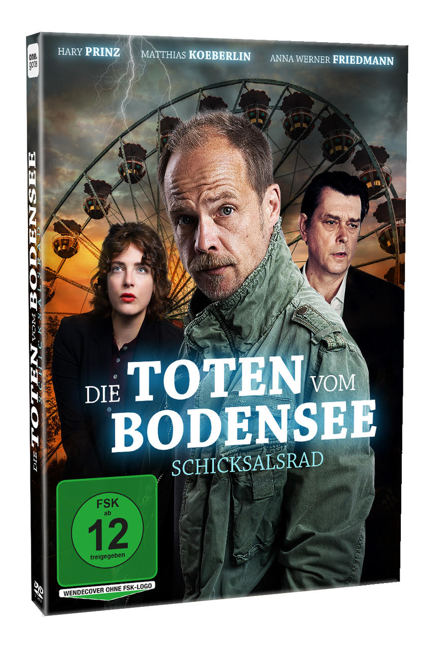 Filmplakat mit drei Personen vor einem Riesenrad. Titel: Die Toten vom Bodensee.
