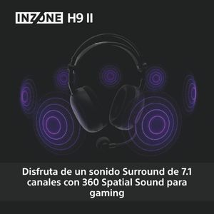 Auriculares negros con ondas sonoras moradas y texto 'INZONE H9 II'.