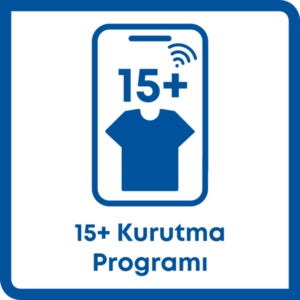 Simge: T-shirtlü ve "15+" yazılı akıllı telefon. Metin: 15+ Kurutma Programı.