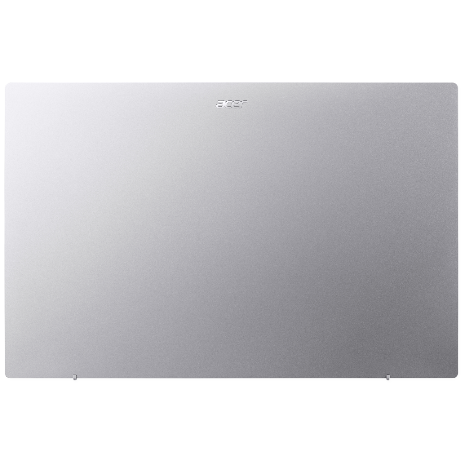 Silver laptop casing with Acer logo centered top. White background.