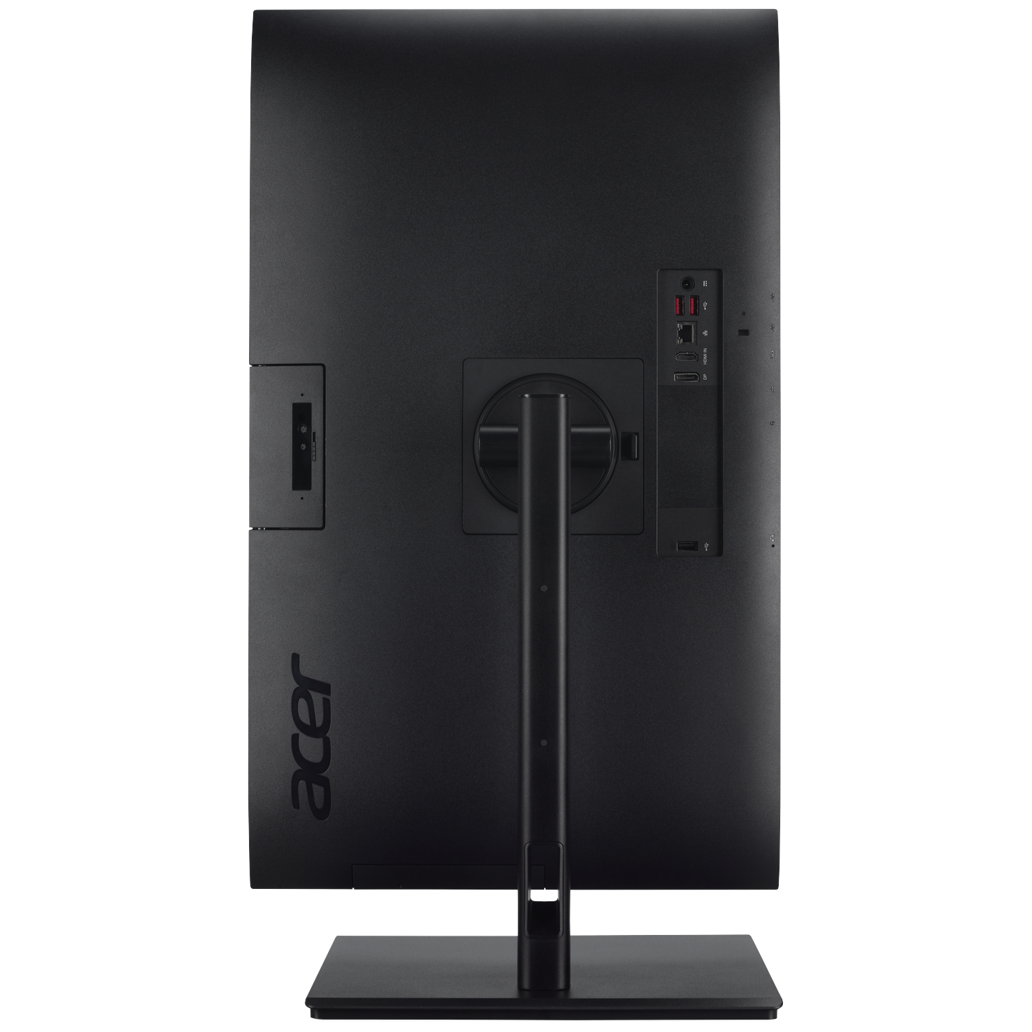 Back of a black Acer monitor showing ports and stand.