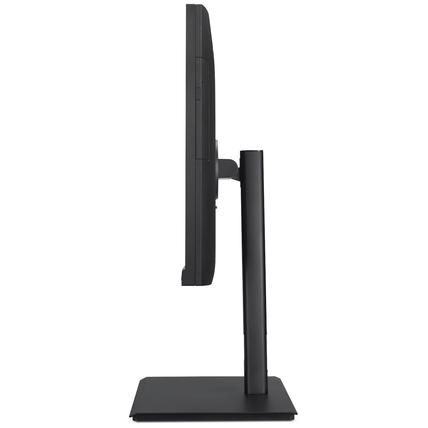 Black monitor with stand, viewed from the side.