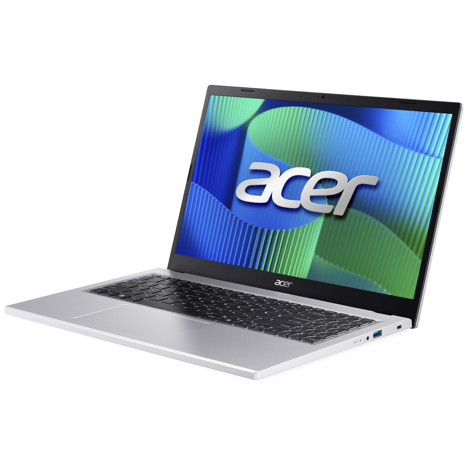 A silver Acer laptop featuring the Acer logo on its screen.