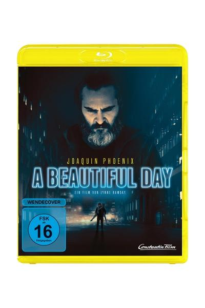 Blu-ray Hülle von 'A Beautiful Day' mit Joaquin Phoenix im Fokus. FSK 16.