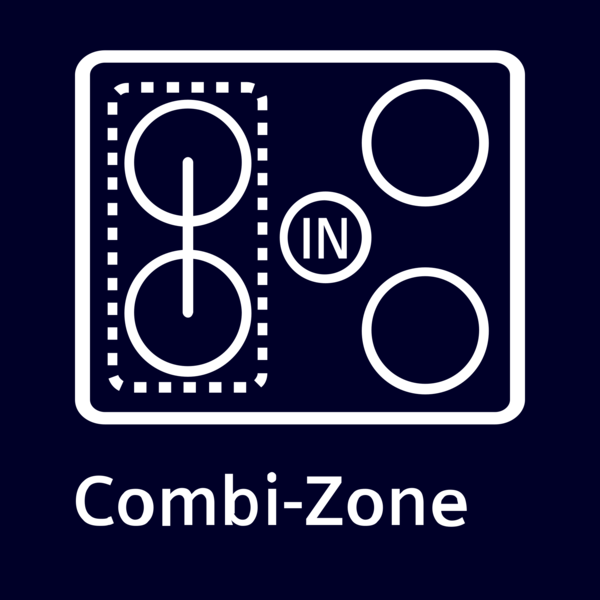 Combi-Zone sembolü: iki bağlı ve iki ayrı pişirme bölgesi olan ocak.