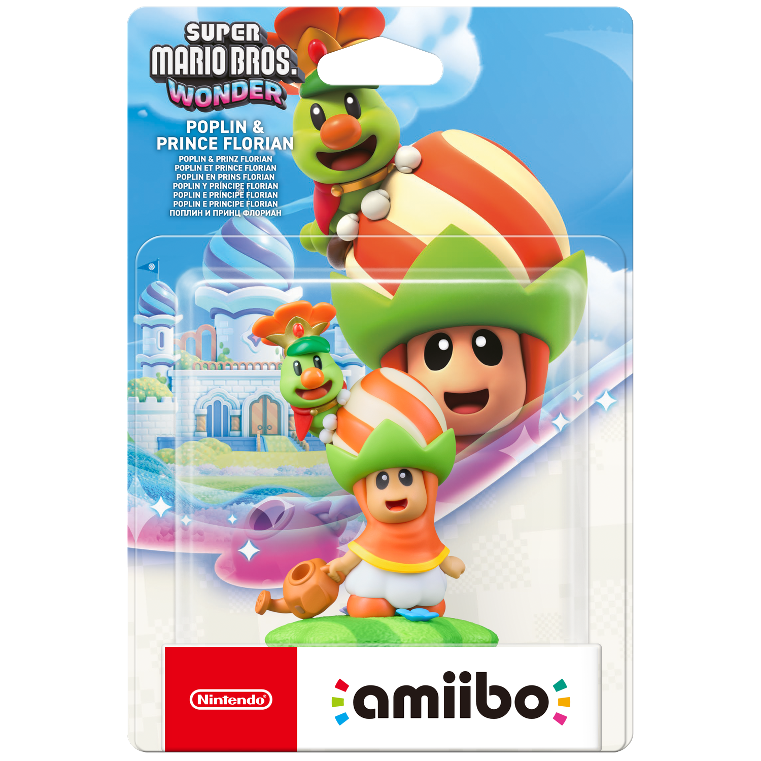Super Mario Bros. Wonder Amiibo figure featuring Poplin & Prince Florian.