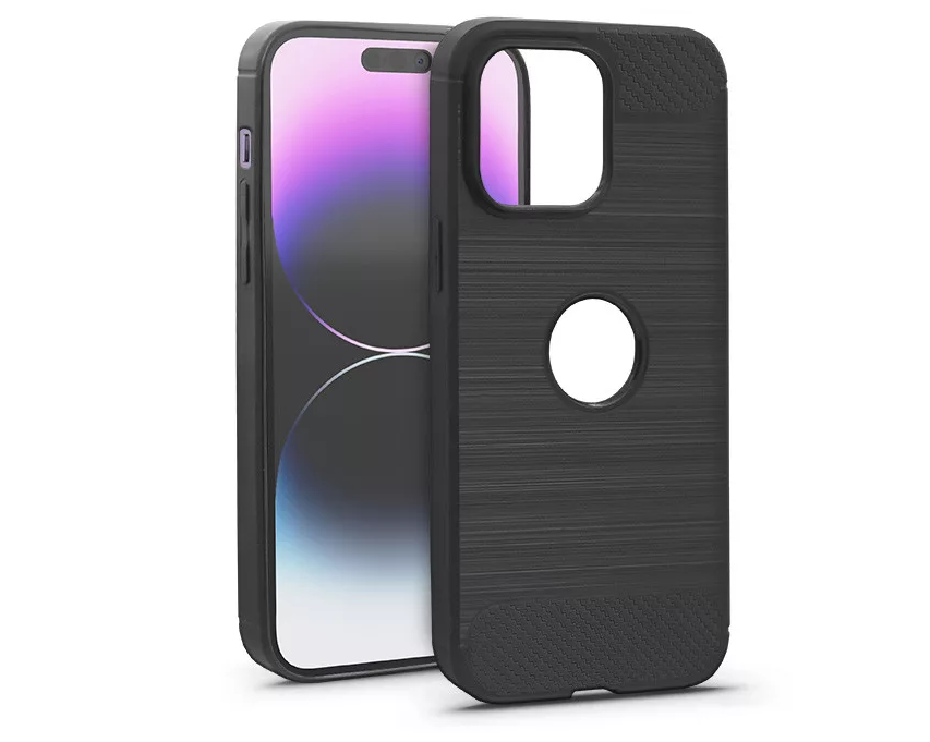 HAFFNER iPhone 14 Pro Max Carbon Logo szilikon tok, fekete (PT-6527)