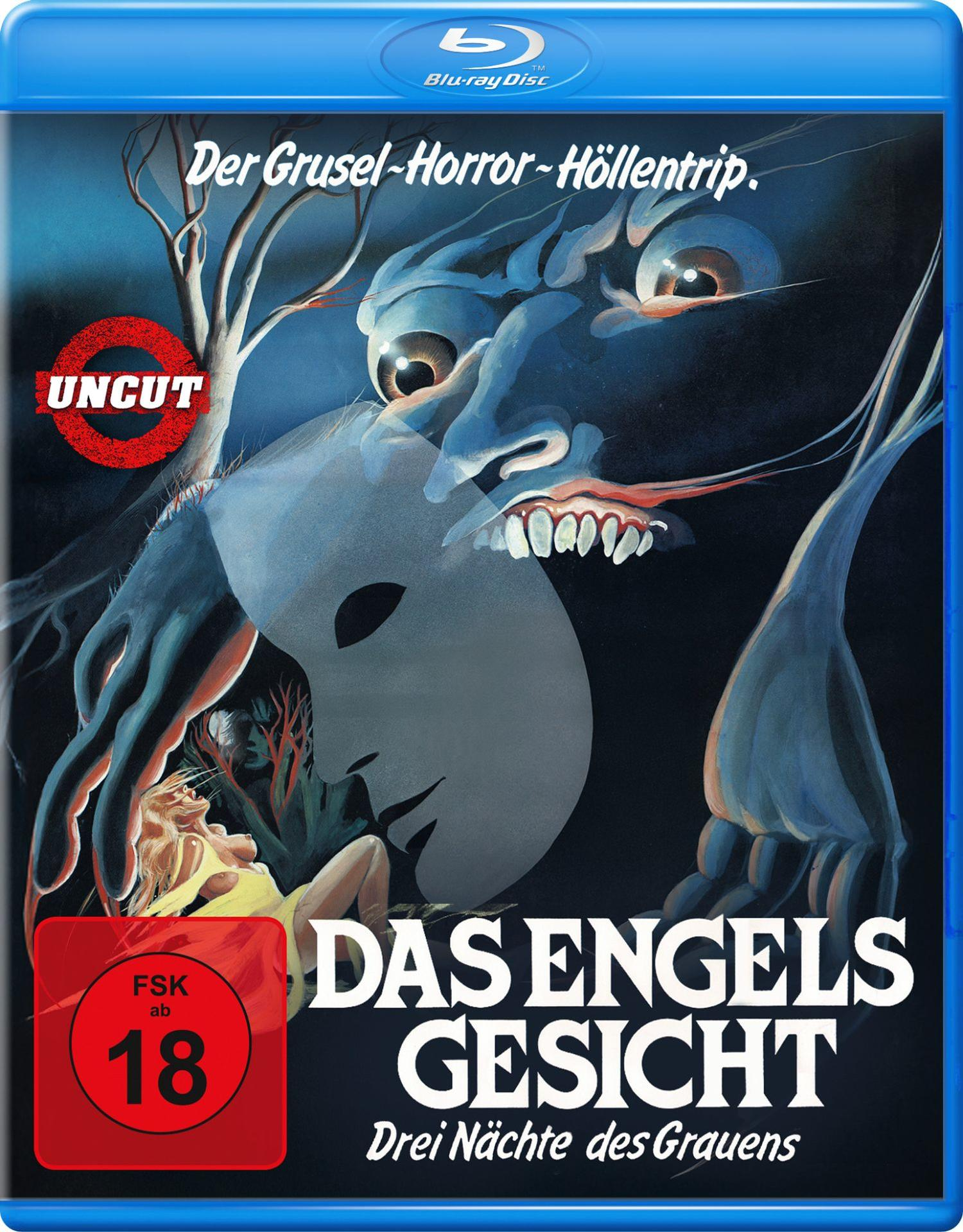 Horror-Blu-ray Cover mit Monster, Maske und Frau. FSK 18 Siegel.