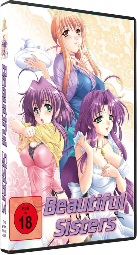 Drei Anime-Schwestern auf einem DVD-Cover mit dem Titel 'Beautiful Sisters'.