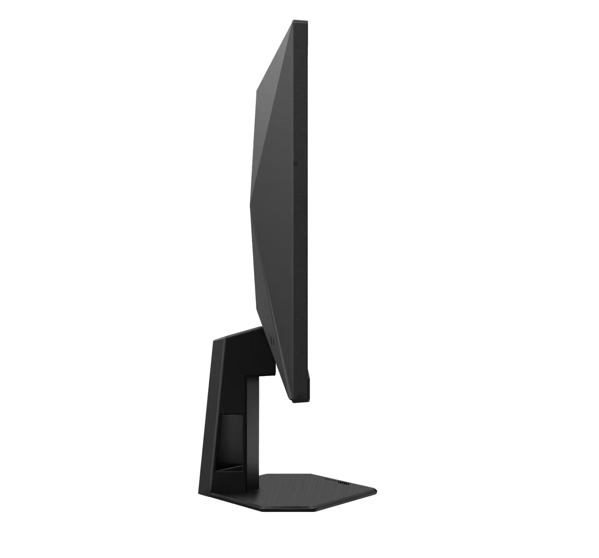 Monitor de computadora negro con diseño elegante, vista lateral.