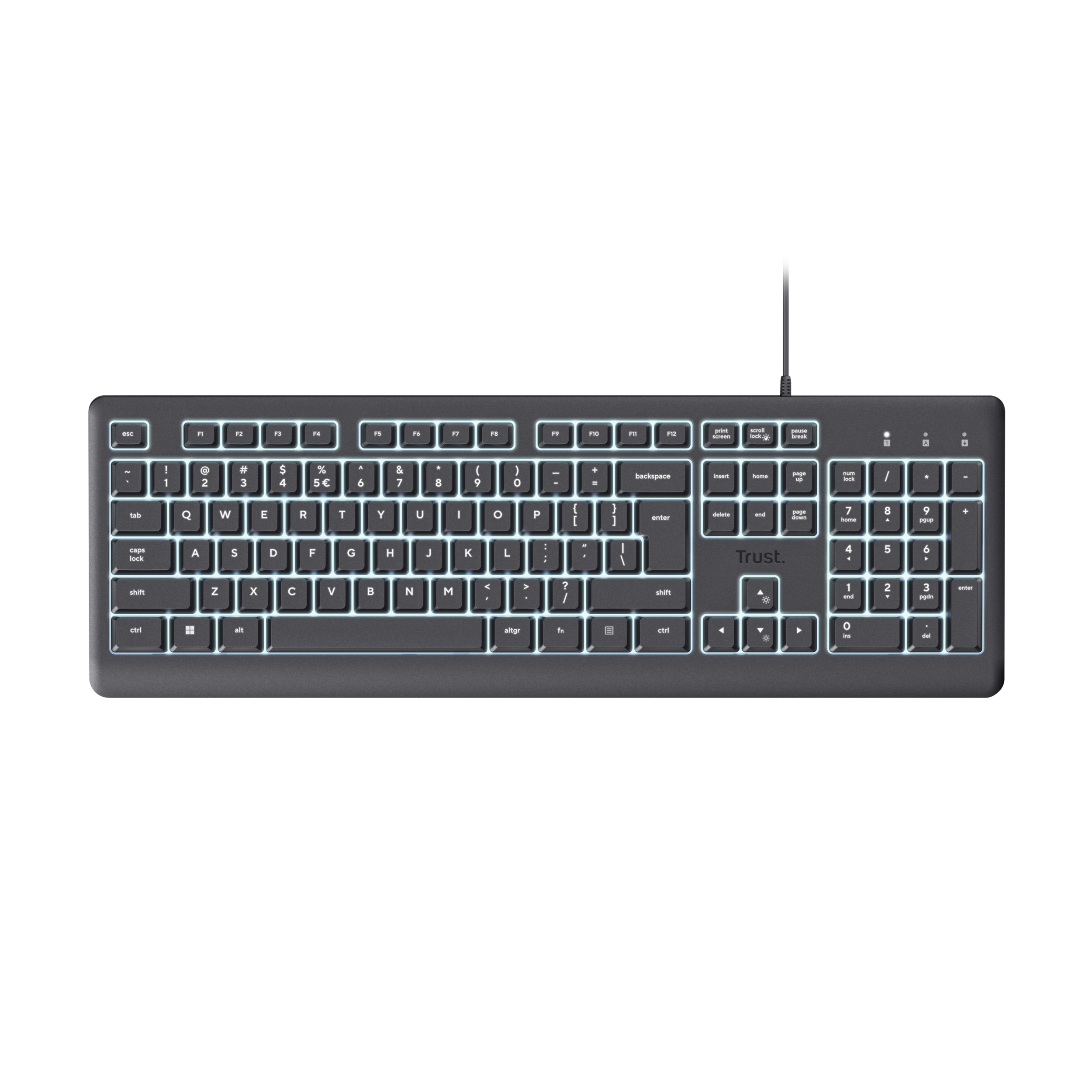 TRUST Primo vezetékes cseppálló billentyűzet háttérvilágítással, magyar kiosztás, fekete (26292)