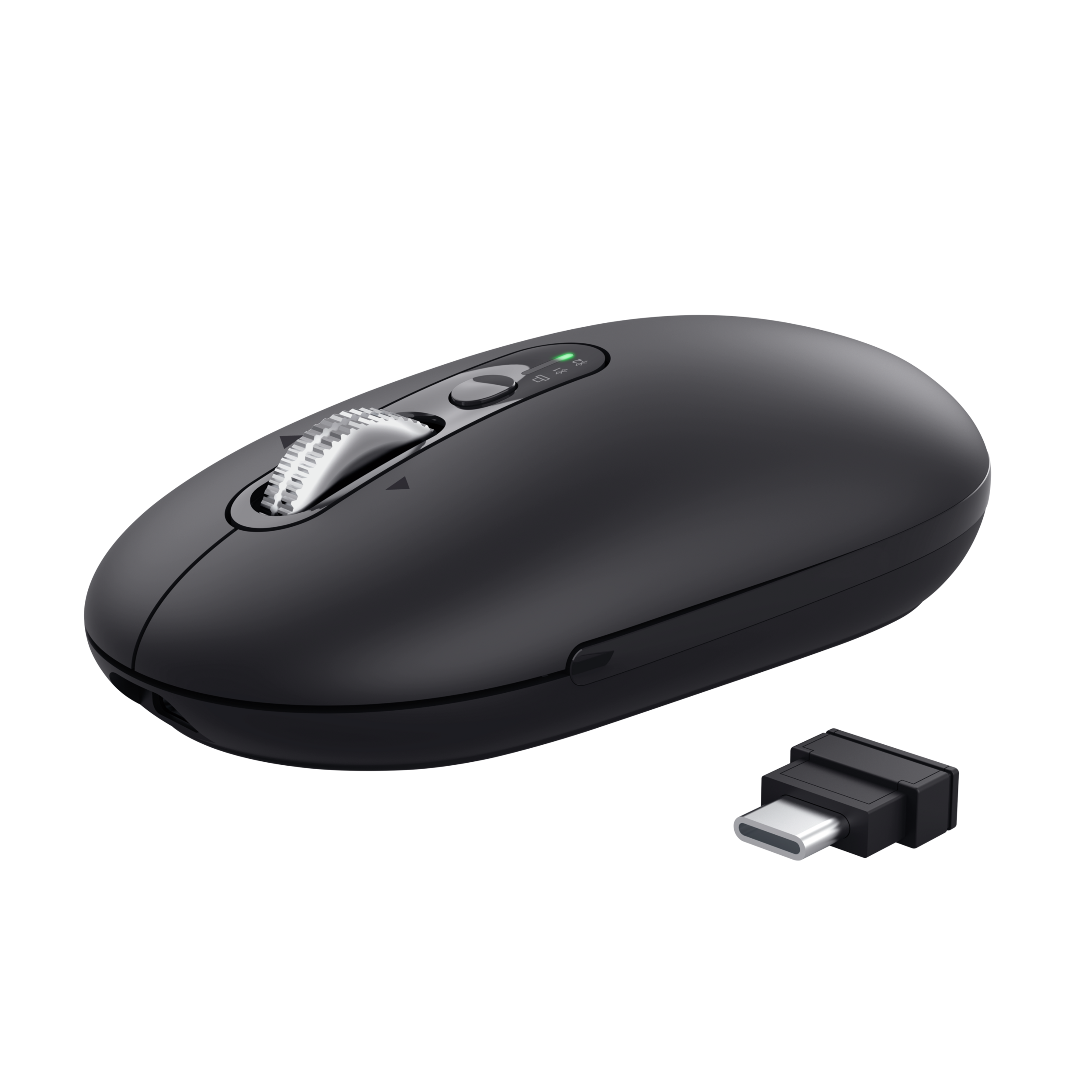 TRUST Seron Hyperscroll vezeték nélküli optikai egér, max 3200 DPI, BT + 2,4 GHz USB-C, fekete (26018)