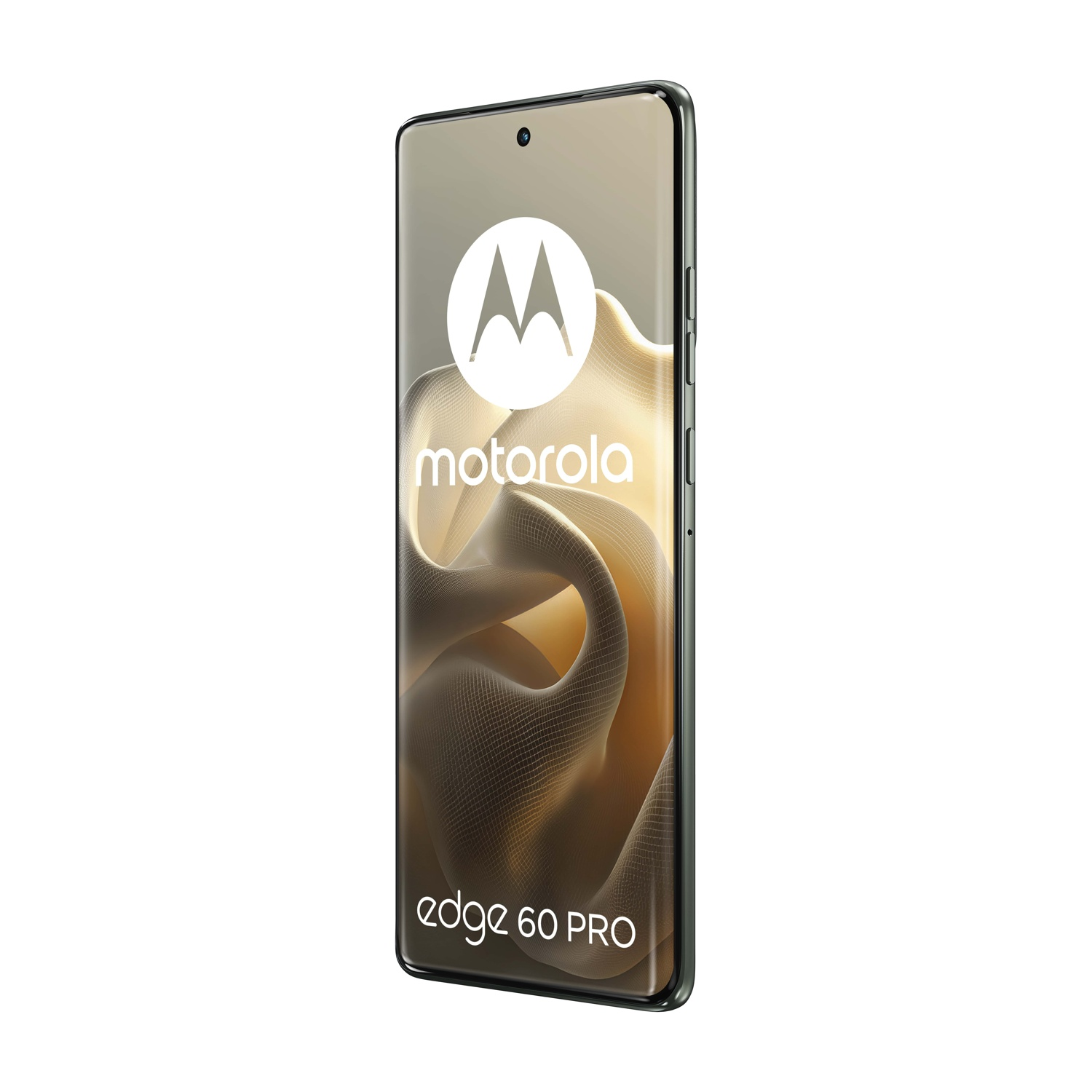 Uno smartphone Motorola Edge 60 Pro verde con il logo Motorola visualizzato.
