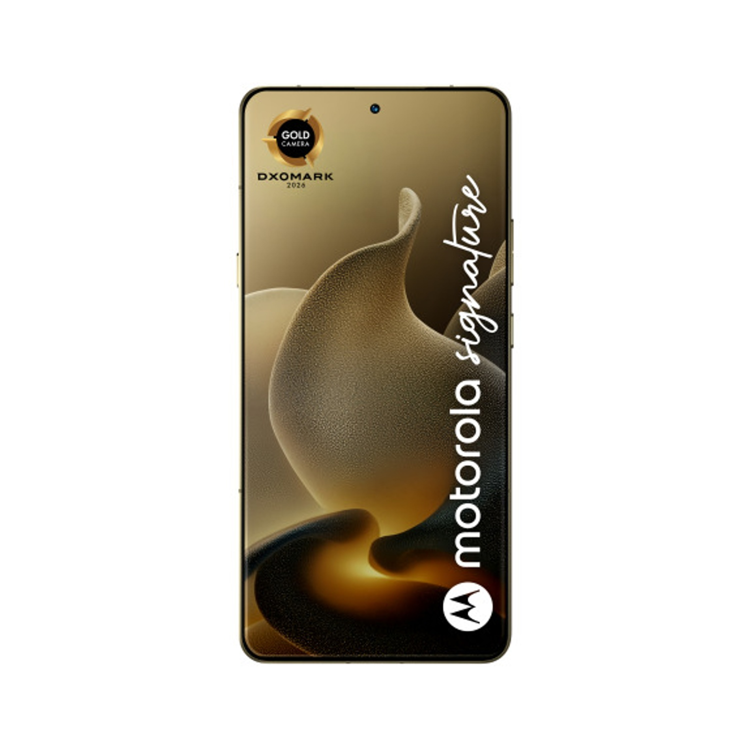 Smartphone Motorola dorato con sigillo DXOMARK Gold Camera.