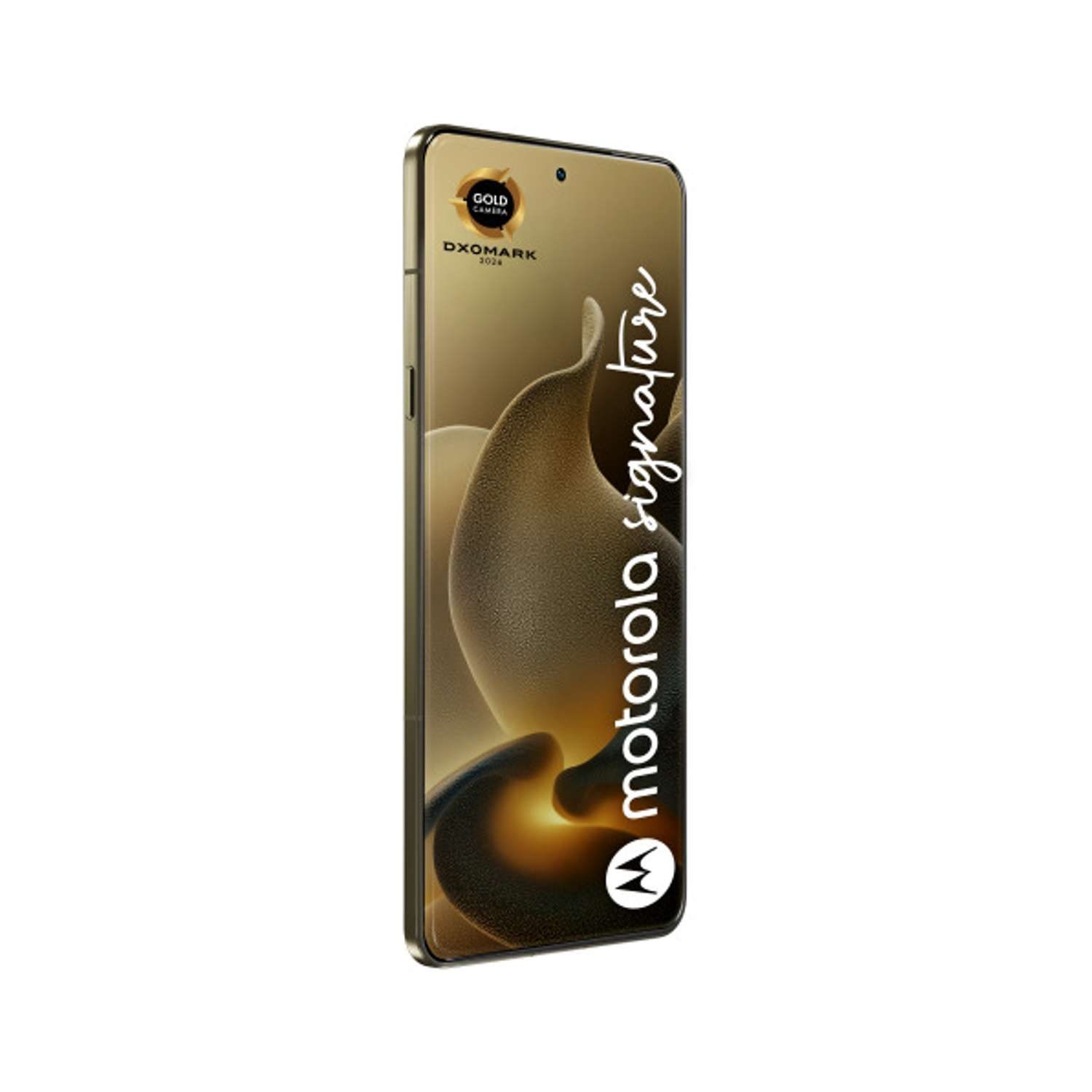 Uno smartphone Motorola dorato con la scritta "motorola signature".