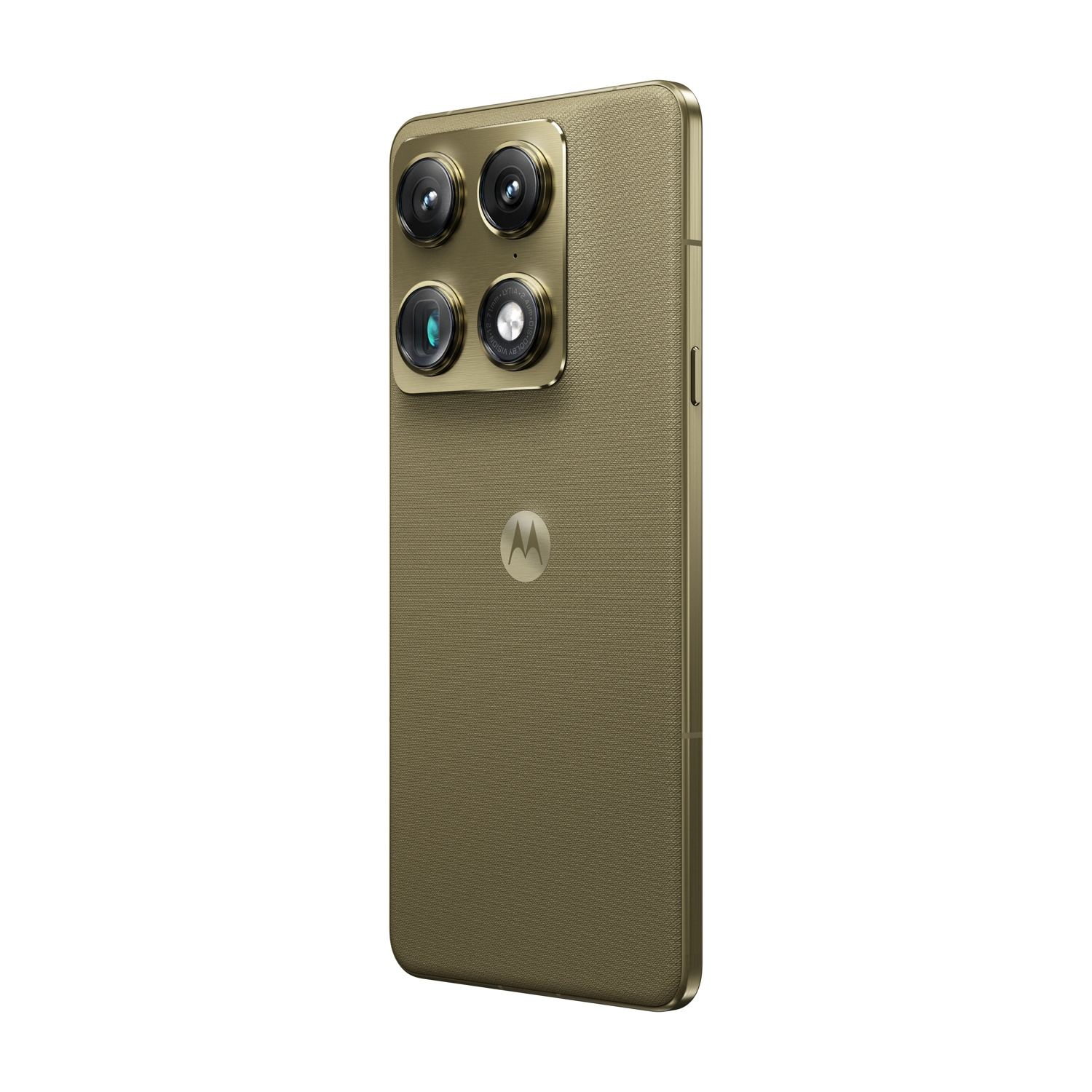 Retro dorato di smartphone con quattro fotocamere e logo Motorola.