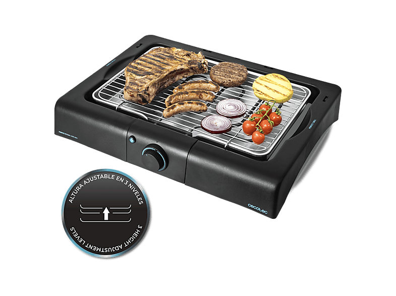 Grill - Cecotec PerfectSteak 4200 Way, 2400 W, Parrilla de acero inoxidable, 42x27 cm, Desmontable, Negro