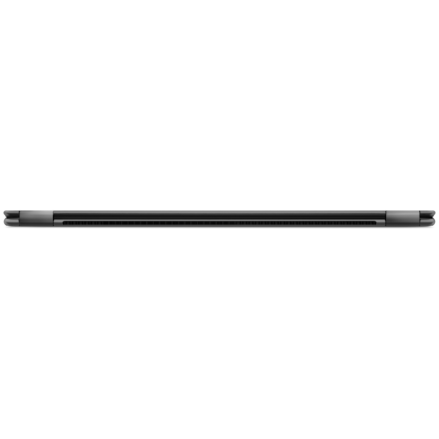 Closed laptop with ventilation slots along the edge.