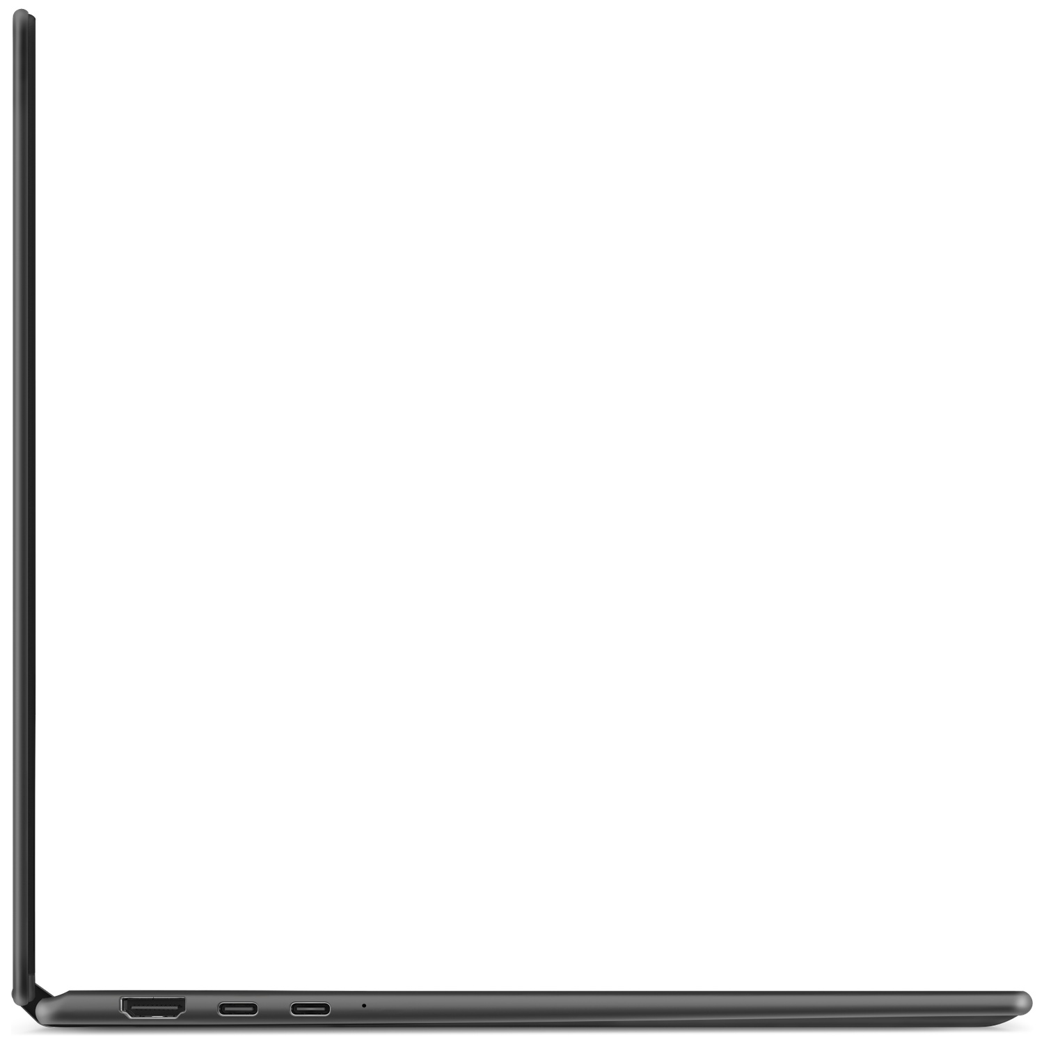 Side view of a dark laptop showing HDMI and USB-C ports.