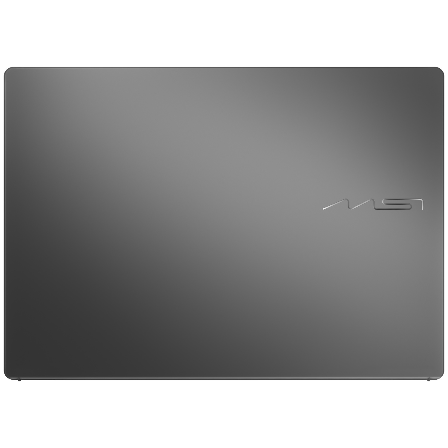 Closed gray MSI laptop with logo.