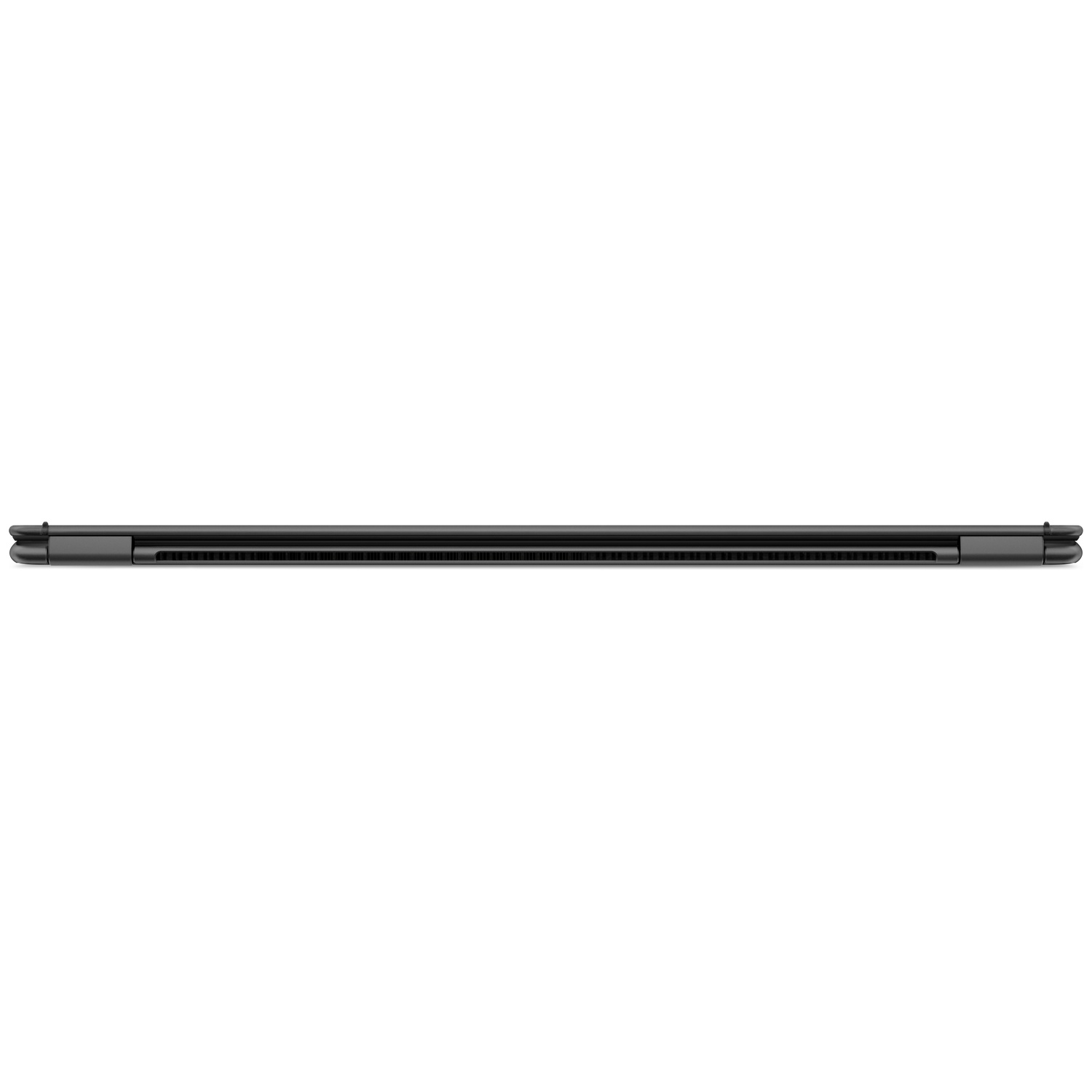 Closed black laptop with vents, viewed from above.