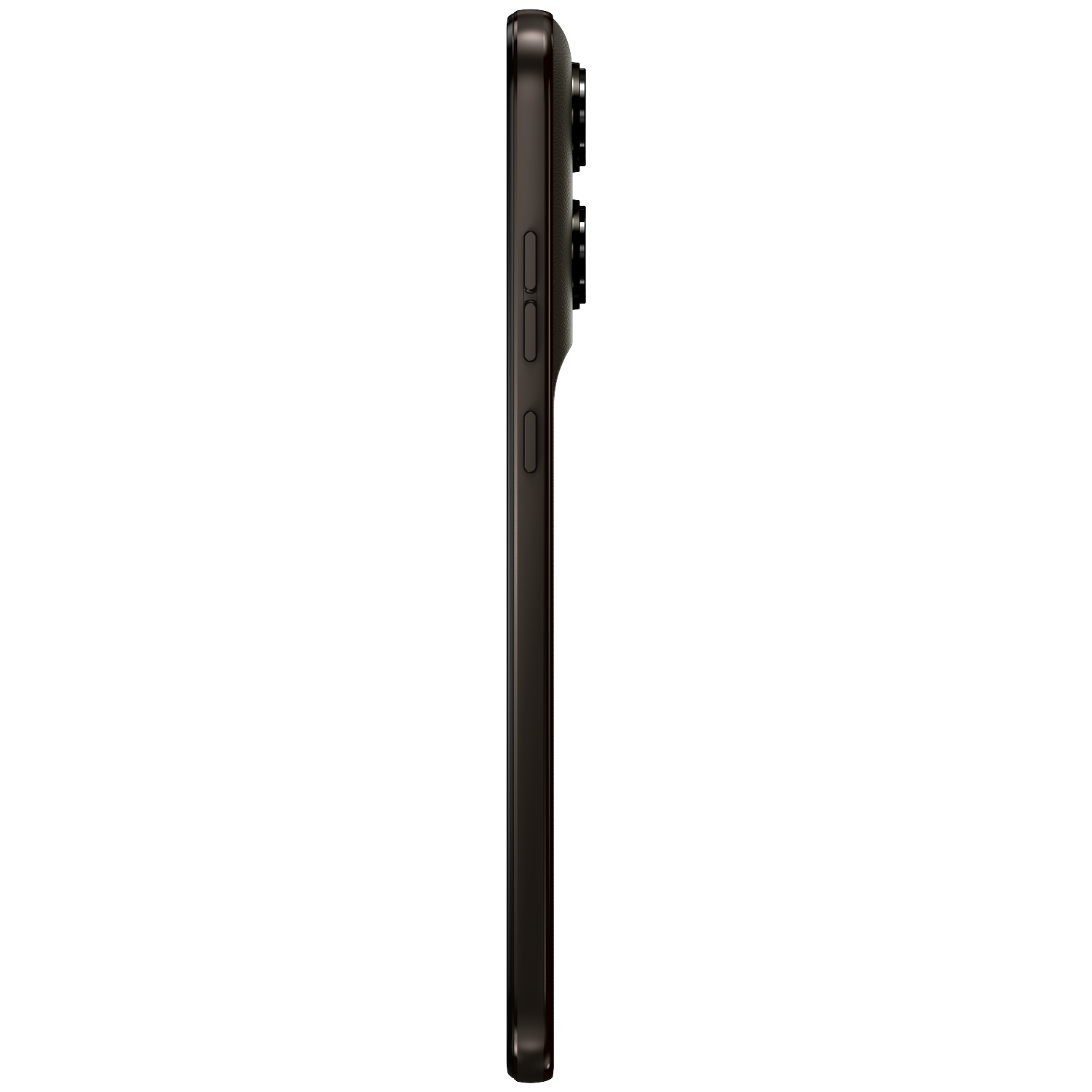 Side view of a dark smartphone with camera lenses on the right side.