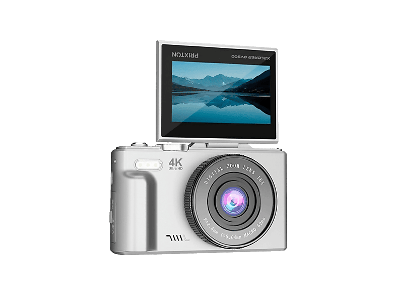 REACONDICIONADO Seminuevo Muy bueno Cámara - Prixton Xplorer DV900, 64 megapixel, 4K 3840p, 3" Pantalla LCD, IPS, Zoom 4X, Flash, Plata