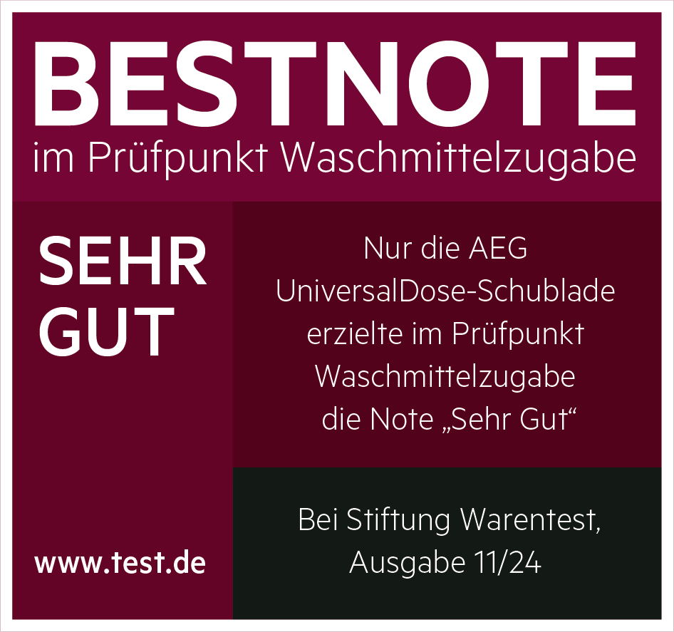 BESTNOTE im Prüfpunkt Waschmittelzugabe, SEHR GUT von AEG UniversalDose.