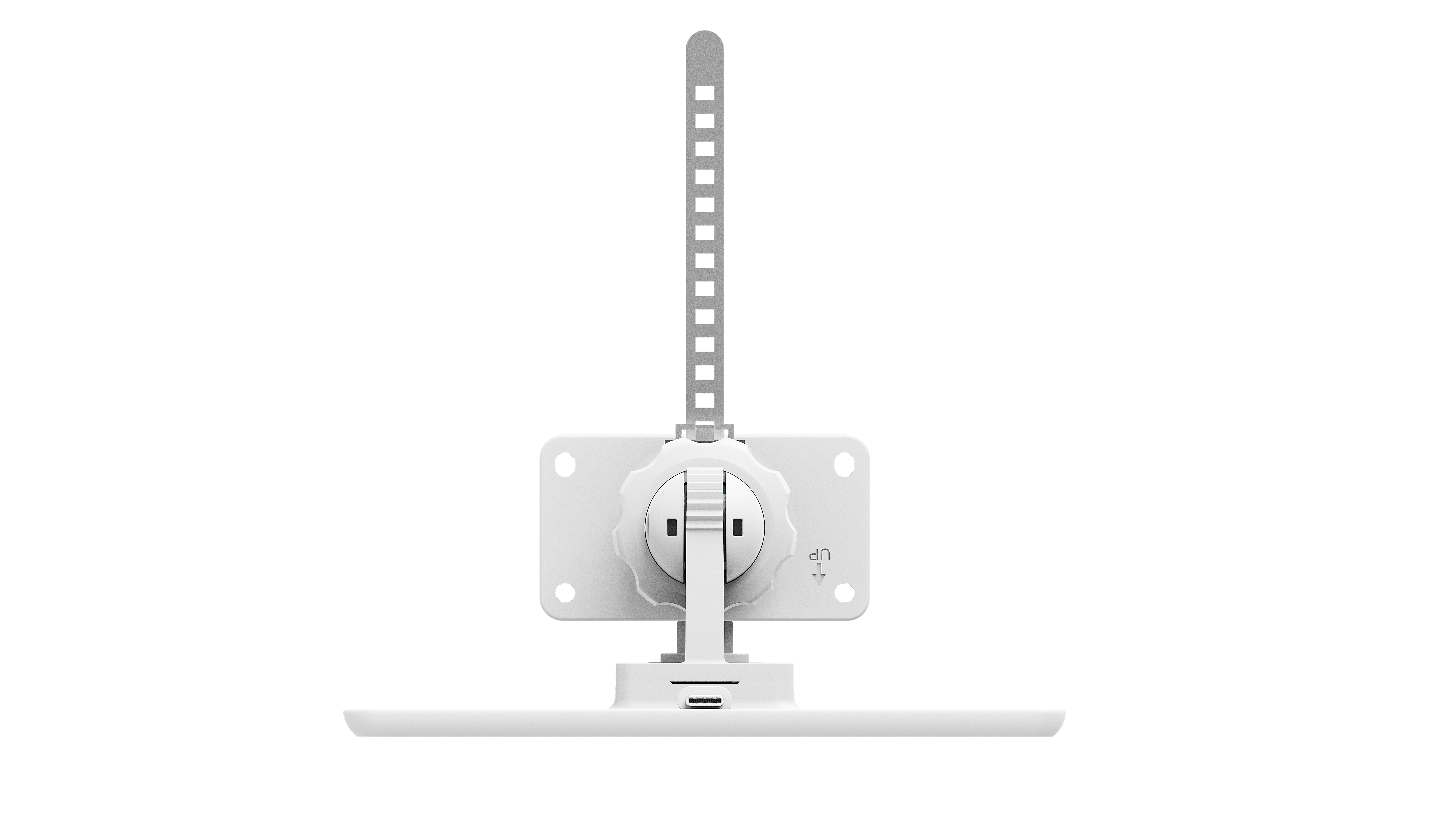 Ein weißer Halter mit verstellbarem Arm und USB-C-Anschluss.