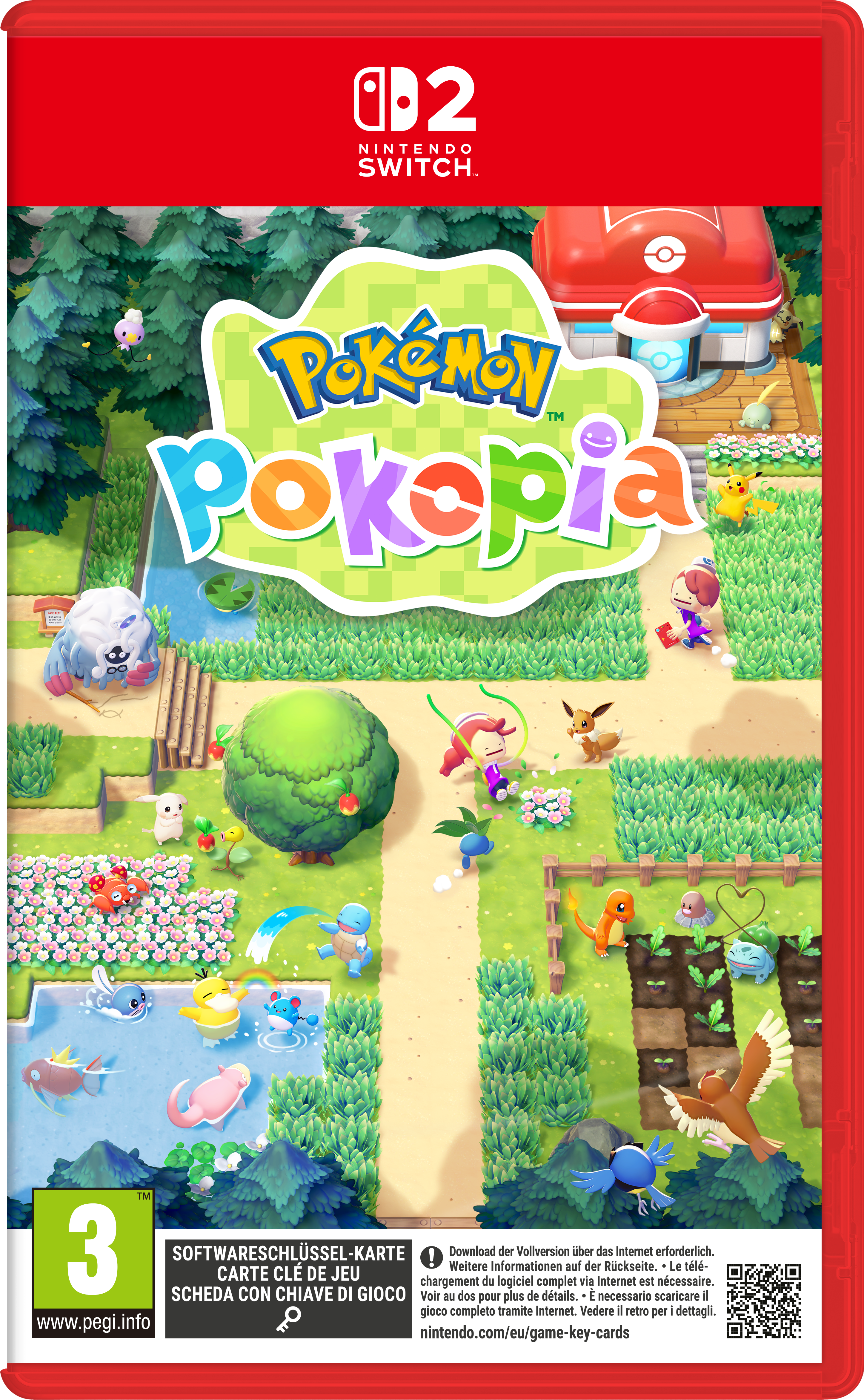 Pokémon Pokopia Nintendo Switch Hülle mit bunter Szene und vielen Pokémon.