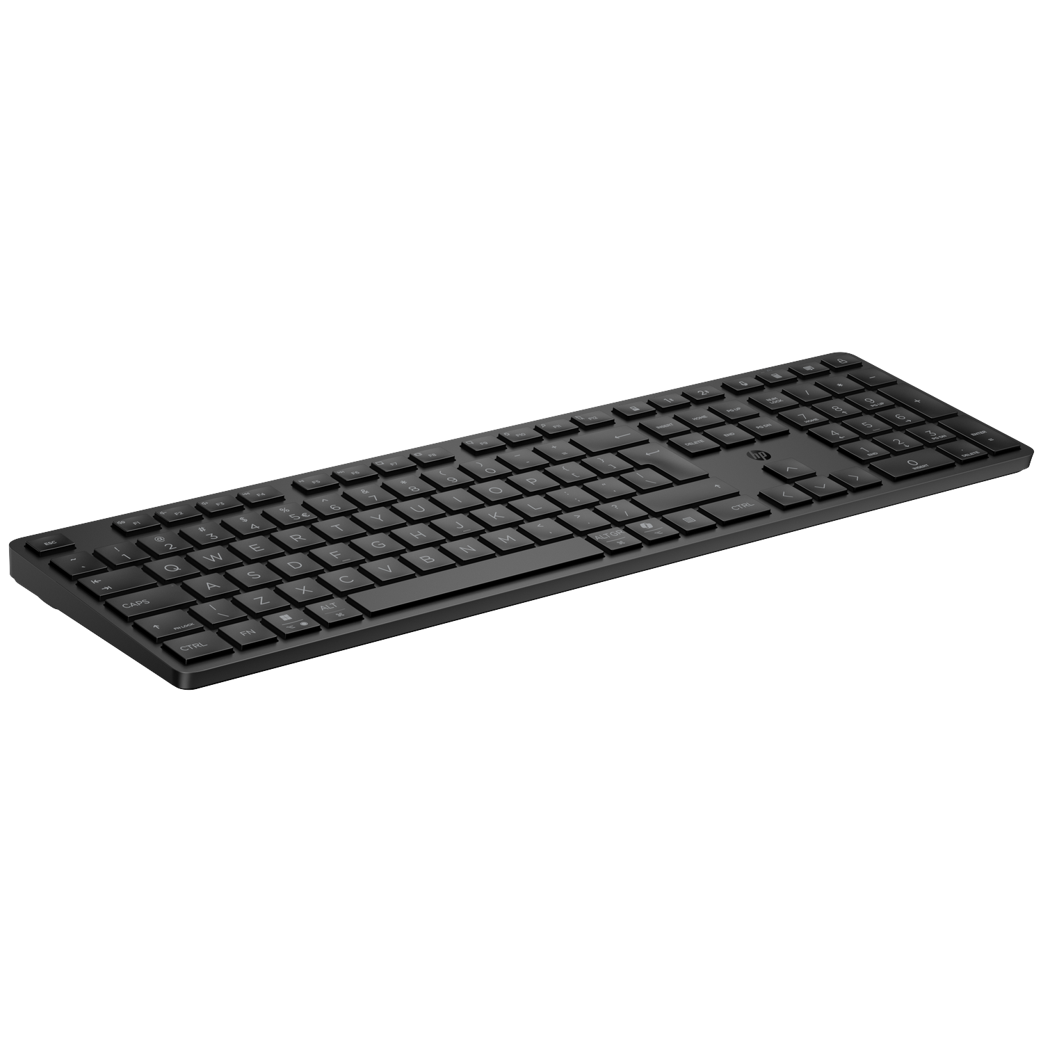 A black keyboard with all keys.