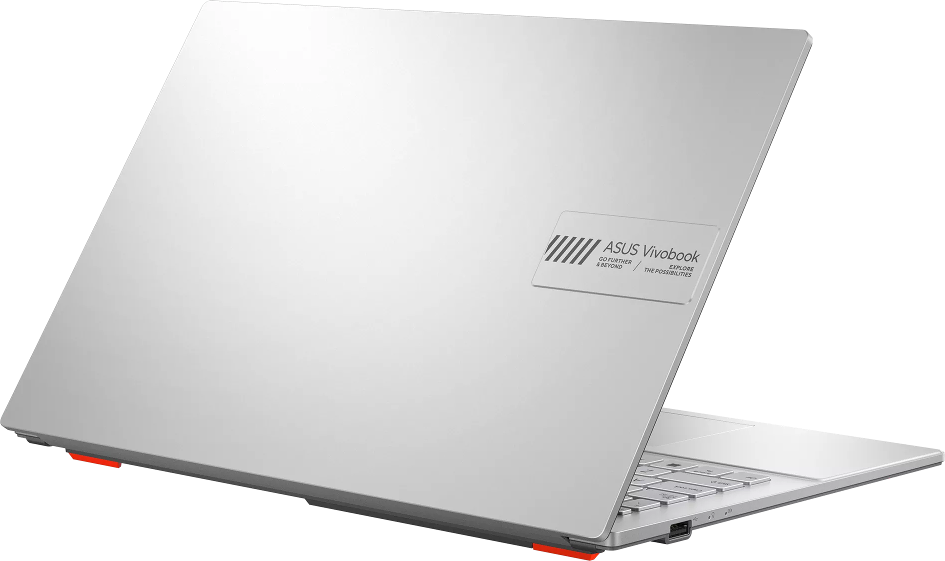 Ezüst ASUS Vivobook laptop narancssárga kiemelésekkel.