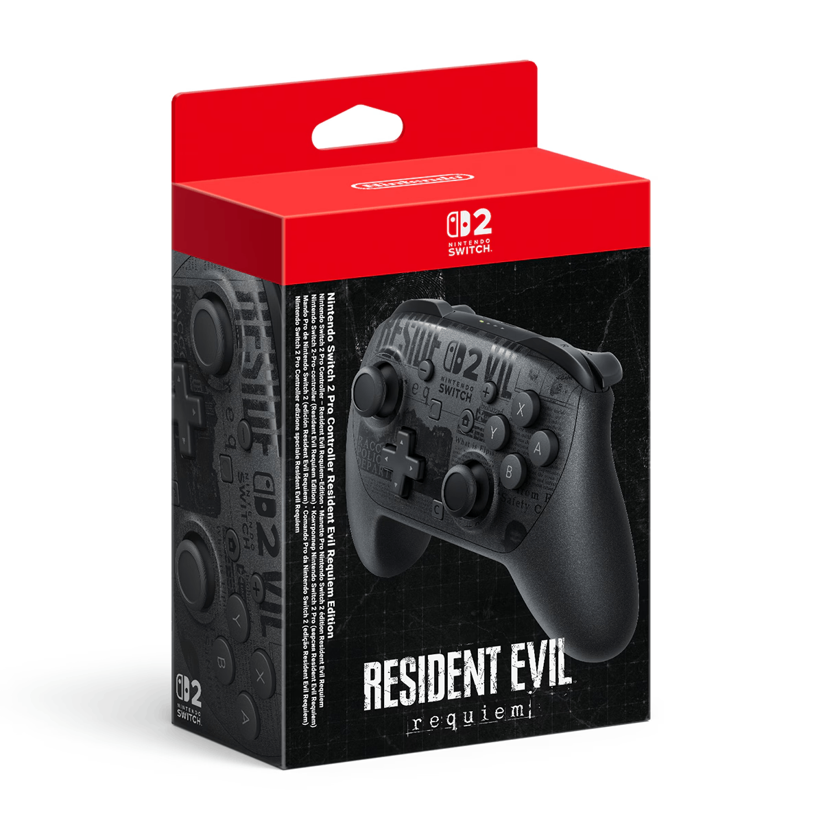 Caja del Nintendo Switch 2 Pro Controller, Edición Resident Evil Requiem.