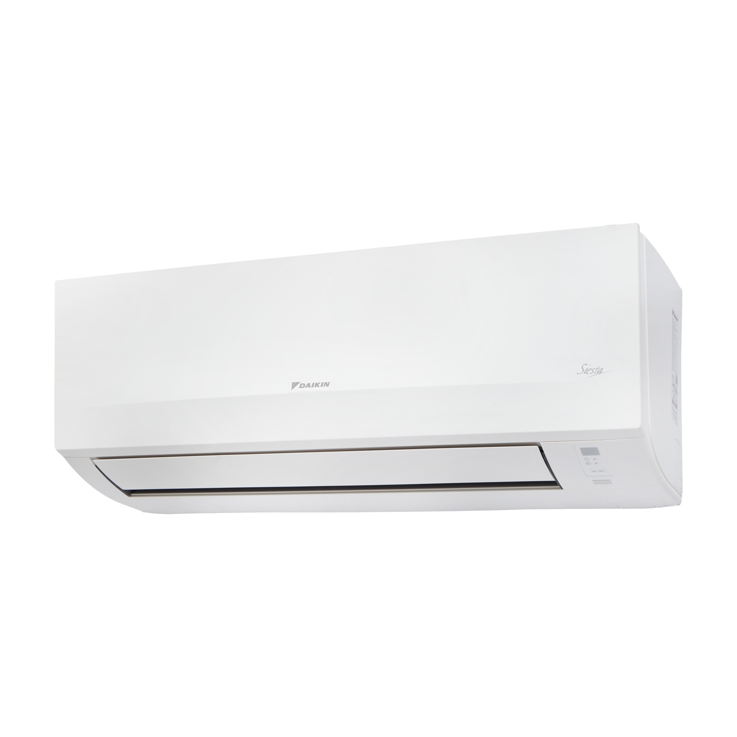 Un condizionatore Daikin bianco con bocchette e marchio 'Siesta'.